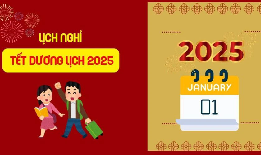 Banner thông báo nghỉ Tết Dương Lịch 2025 cho cửa hàng