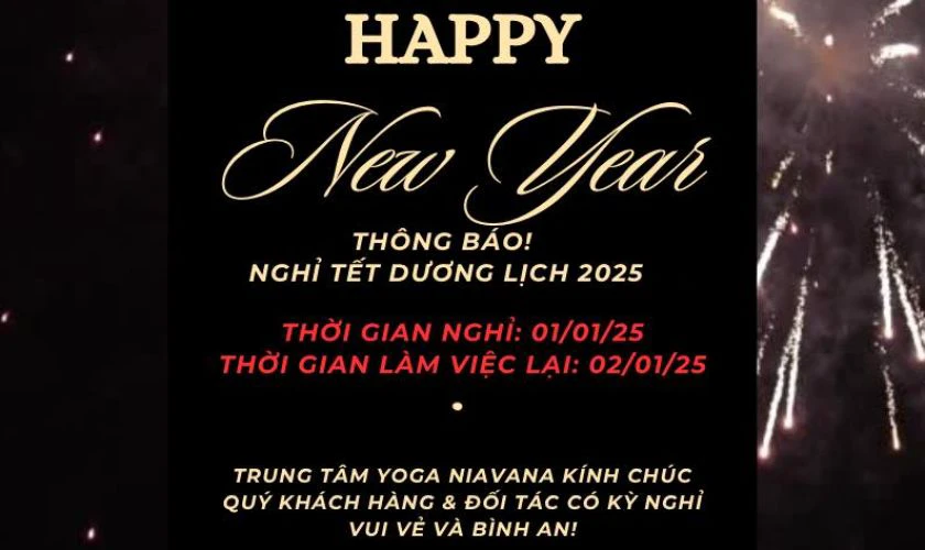 Banner thông báo nghỉ Tết Dương Lịch 2025 cho cửa tiệm