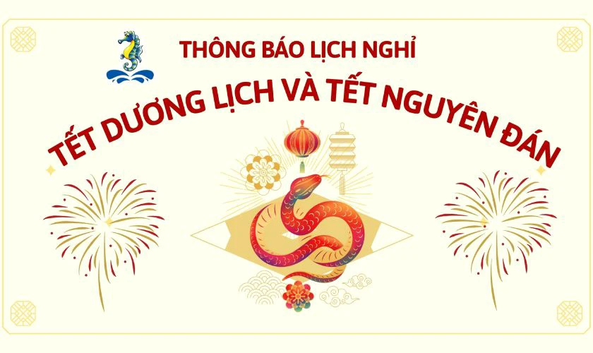 Banner thông báo nghỉ Tết 2025 cho cửa tiệm