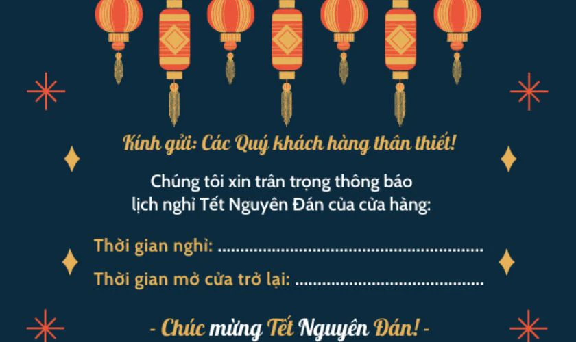Banner thông báo nghỉ Tết Dương 2025 cho cửa tiệm