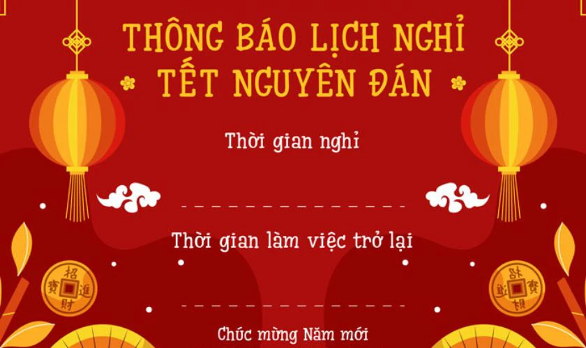 Banner thông báo nghỉ Tết 2025 cho cửa hàng