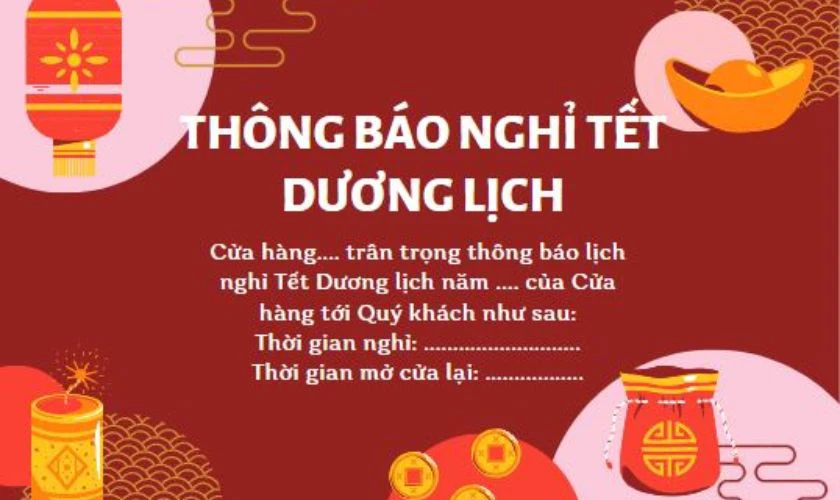 Banner thông báo nghỉ Tết 2025 cho quán ăn