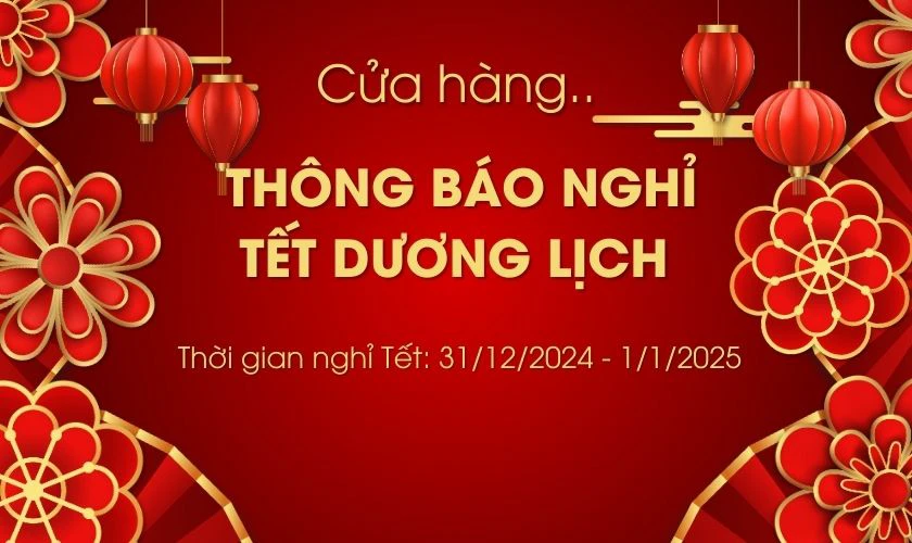 Mẫu banner thông báo nghỉ Tết Dương cho quán ăn