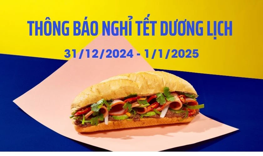 Mẫu banner thông báo nghỉ Tết Dương Lịch 2025 cho nhà hàng
