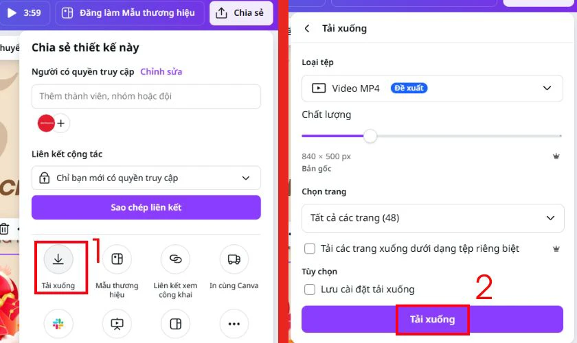 Nhấn Chia sẻ, chọn Tải xuống, sau đó nhấp Tải xuống một lần nữa