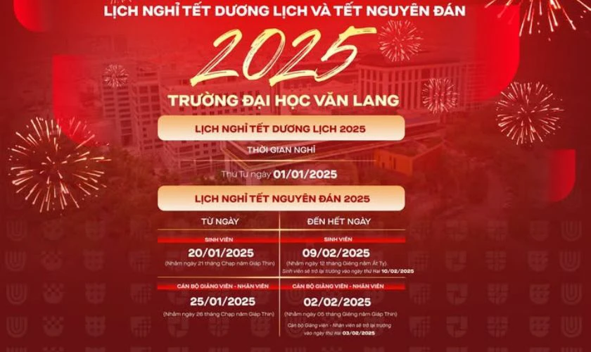 Banner thông báo nghỉ Tết Dương 2025 cho trường