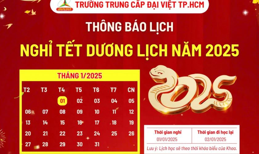 Banner thông báo nghỉ Tết Dương cho trường học
