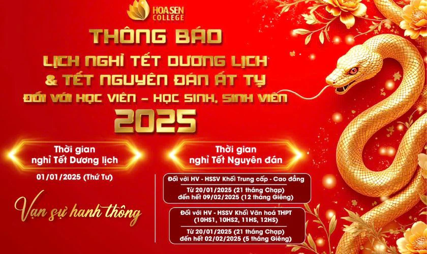 Banner thông báo nghỉ Tết Dương cho trường