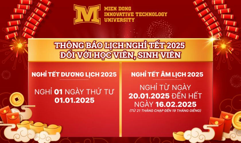 Mẫu banner thông báo nghỉ Tết Dương Lịch 2025 cho trường học