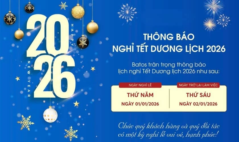 Banner thông báo nghỉ tết Dương lịch màu xanh