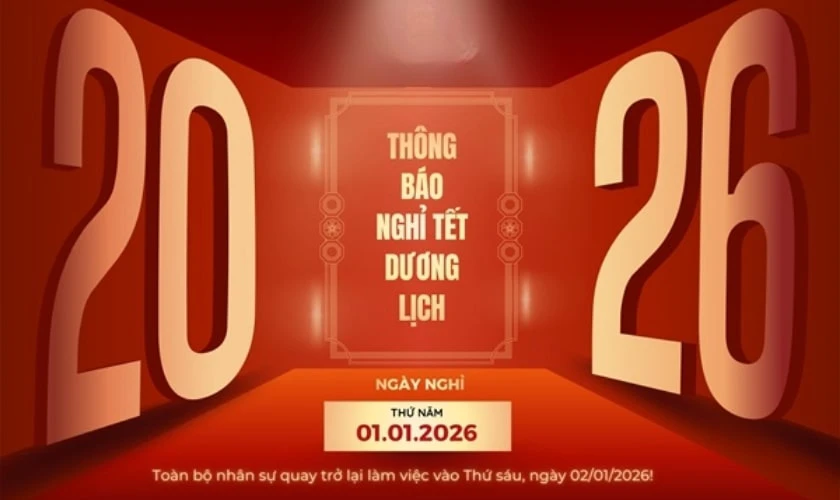 Banner thông báo nghỉ Tết Dương lịch 2026 HD