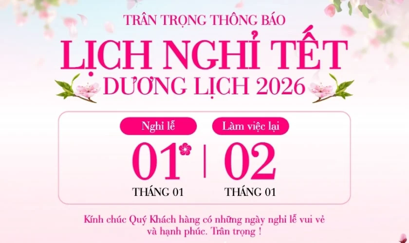 Banner thông báo nghỉ Tết Dương lịch 2026 mới