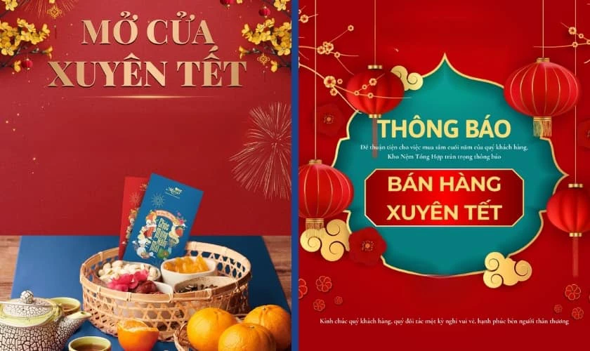 Banner thông báo nghỉ tết Dương lịch cho quán ăn