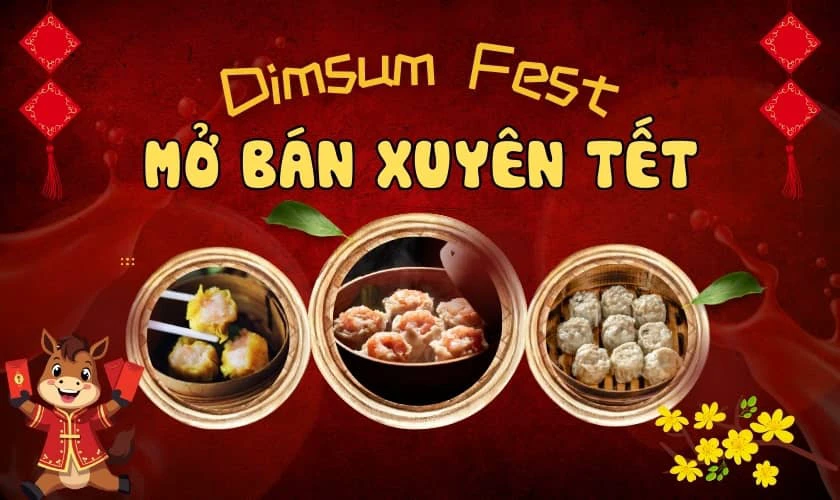Banner thông báo nghỉ tết Dương lịch cho quán ăn Dimsum