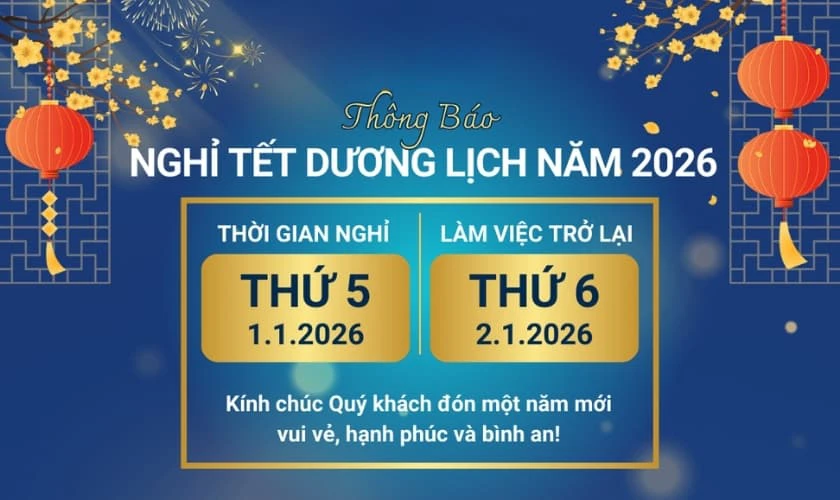 Banner thông báo nghỉ tết Dương lịch 2026 cho văn phòng