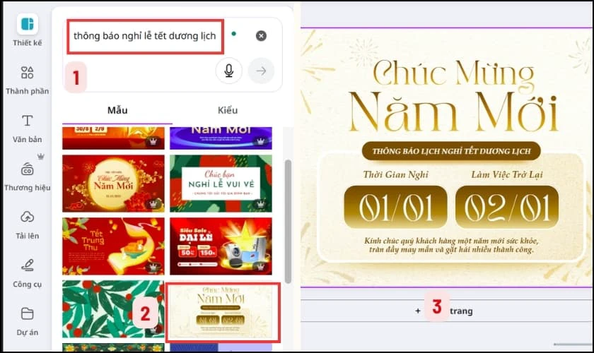 Tìm kiếm và lựa chọn mẫu banner Tết Dương Lịch 2026