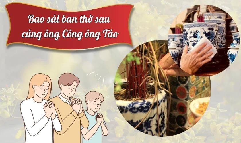 Bao sái ban thờ trước hay sau cúng ông Công ông Táo