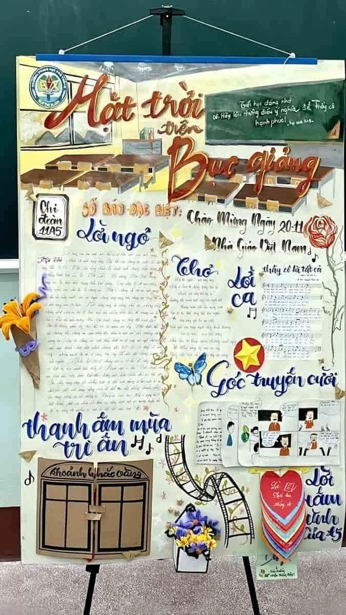 Vẽ bích báo chủ đề tri ân thầy cô độc đáo, đẹp