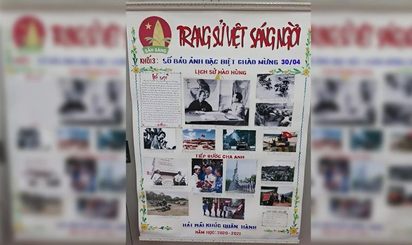 Trang trí báo tường 30/4 1/5 2026 đẹp, ấn tượng
