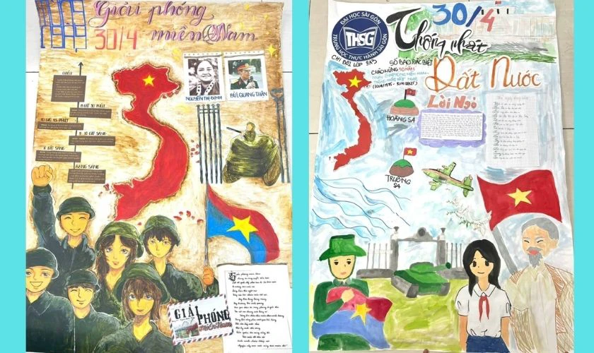 Báo tường chủ đề 30/4 1/5 2026 đẹp, ấn tượng