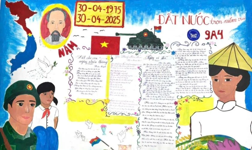 Báo tường chủ đề ngày Giải phóng miền Nam ấn tượng