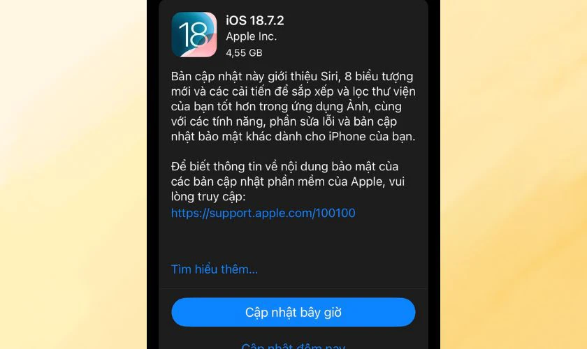 Cập nhật phiên bản iOS mới nhất