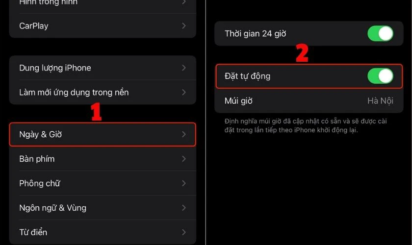 Cài đặt ngày, giờ và vùng trên iOS 26