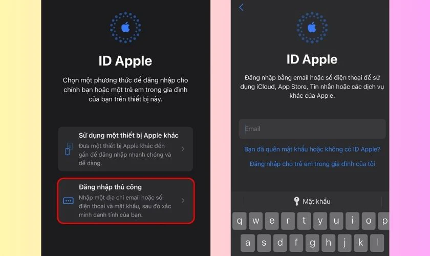 Đăng nhập Apple ID