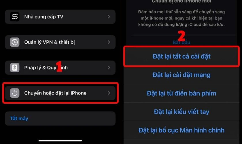 Khôi phục lại cài đặt gốc của iPhone iOS 26