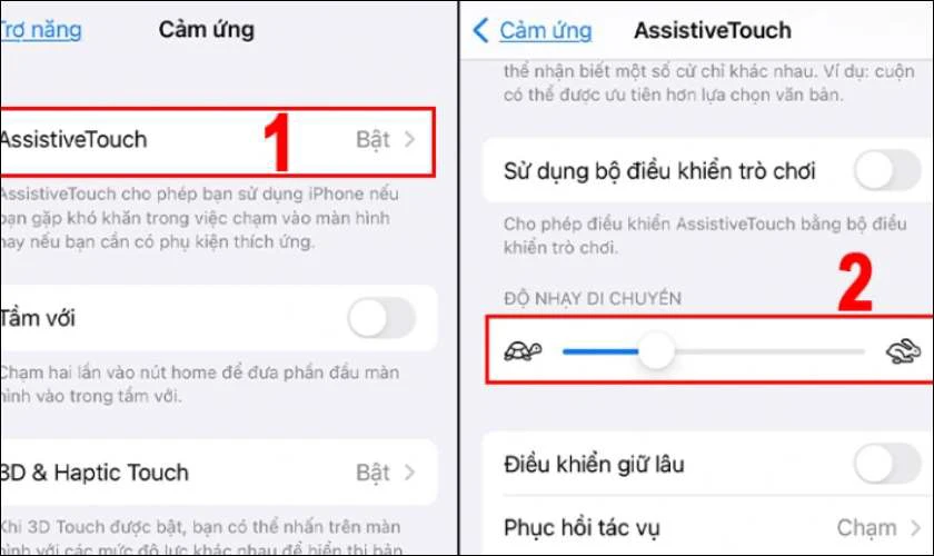 Tùy chỉnh độ nhạy di chuyển nút Home ảo