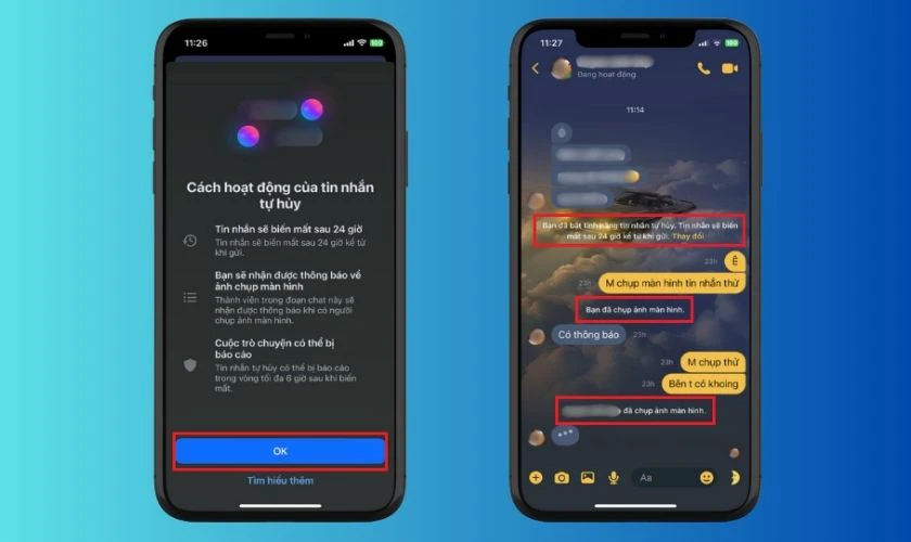 Điều kiện để bật thông báo chụp màn hình Messenger