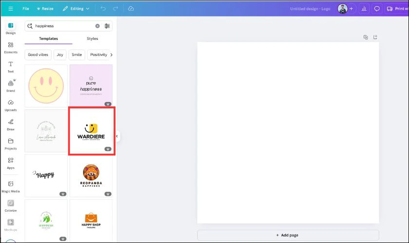 Chọn một mẫu logo ưng ý và bắt đầu chỉnh sửa
