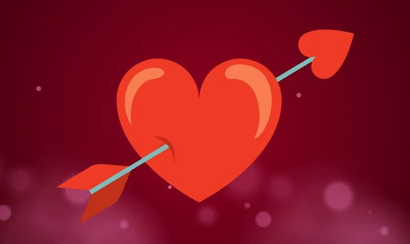 Mũi tên xuyên qua trái tim - biểu tượng Valentine