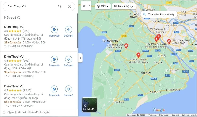 Cửa hàng nhận được nhiều đánh giá tốt trên Google Maps