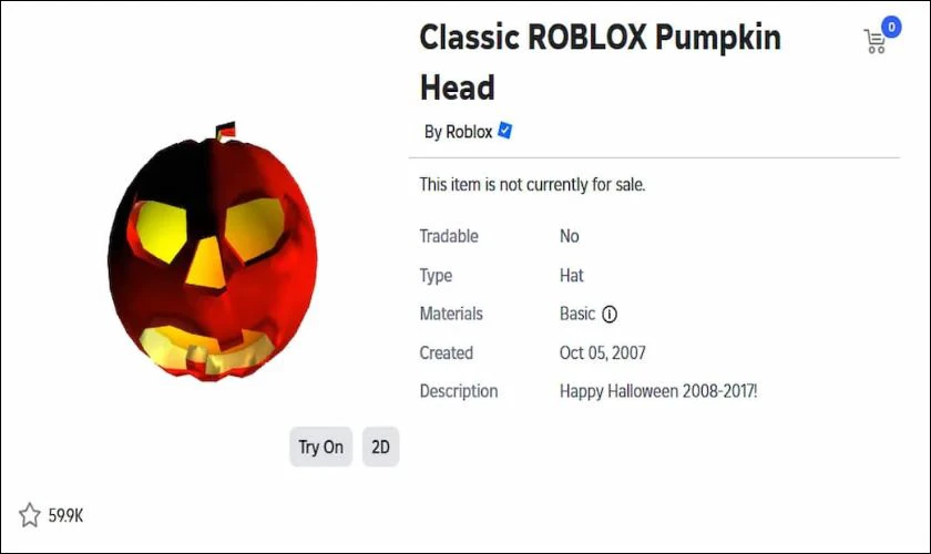 29/11 mở bán Classic ROBLOX Pumpkin Head