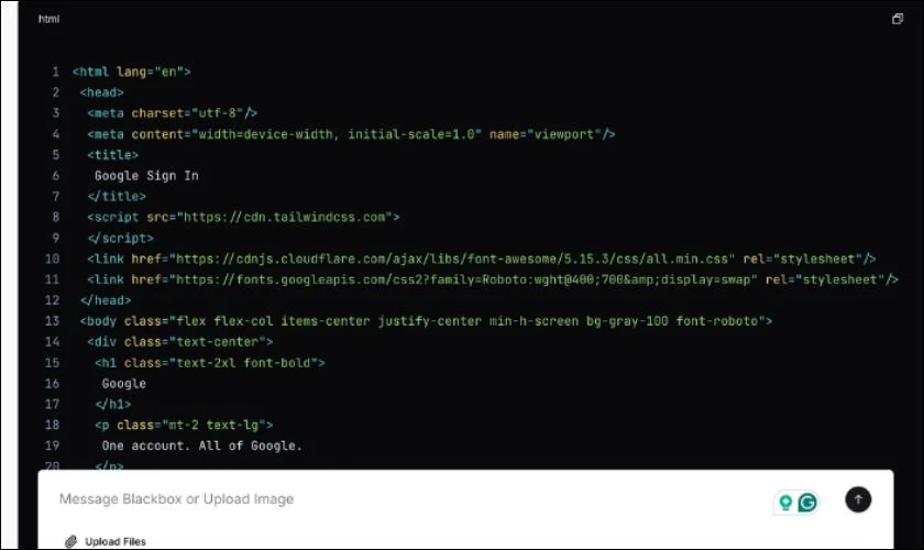 Đợi vài giây để AI xử lý và hiển thị đoạn code tương ứng