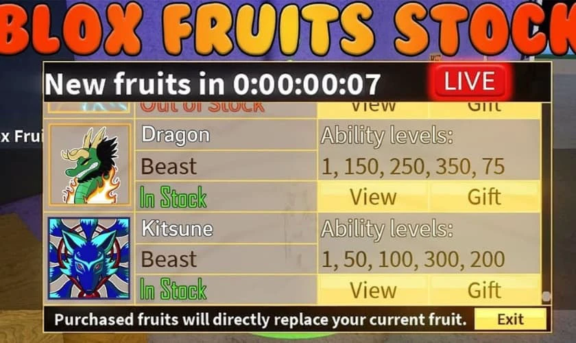 Các website cập nhật Blox Fruits Stock tự động