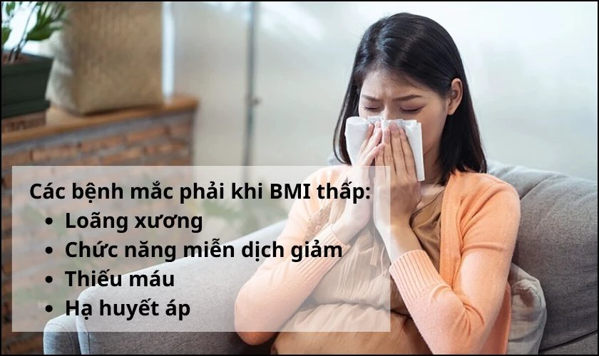 Các loại bệnh có thể mắc phải chỉ số BMI thấp