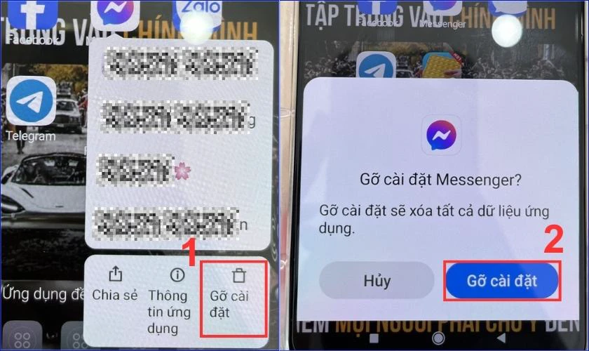 Gỡ và cài đặt lại ứng dụng sửa lỗi bỏ chặn Messenger nhưng không nhắn tin được