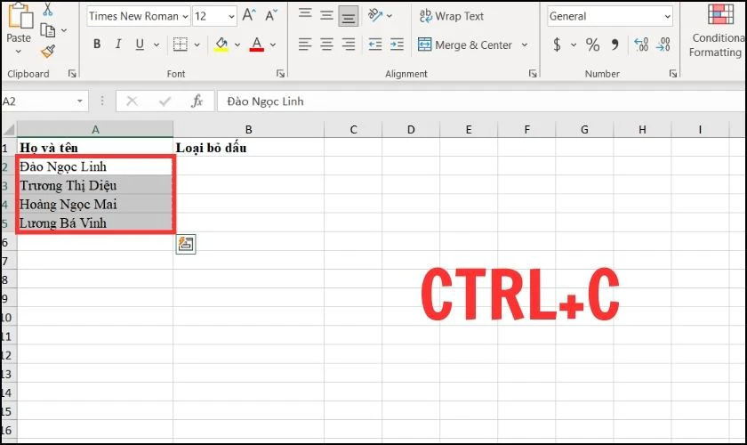 Cách bỏ dấu tiếng Việt trong Excel với EVkey