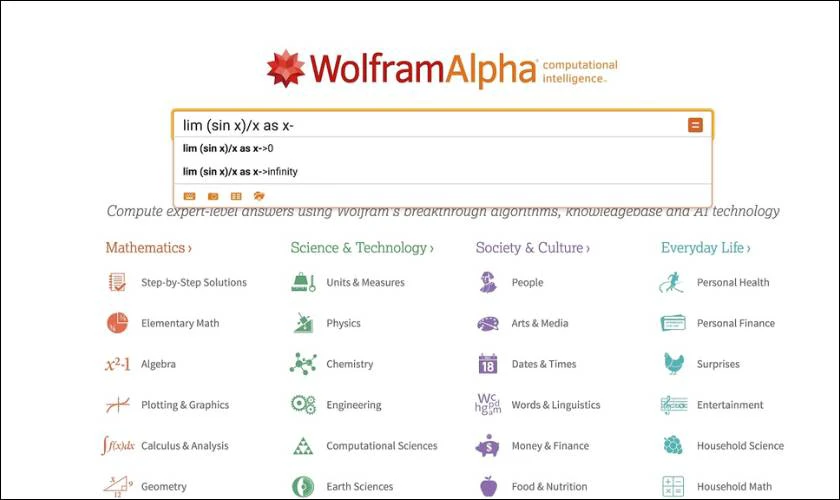 Bộ máy tìm kiếm WolframAlpha