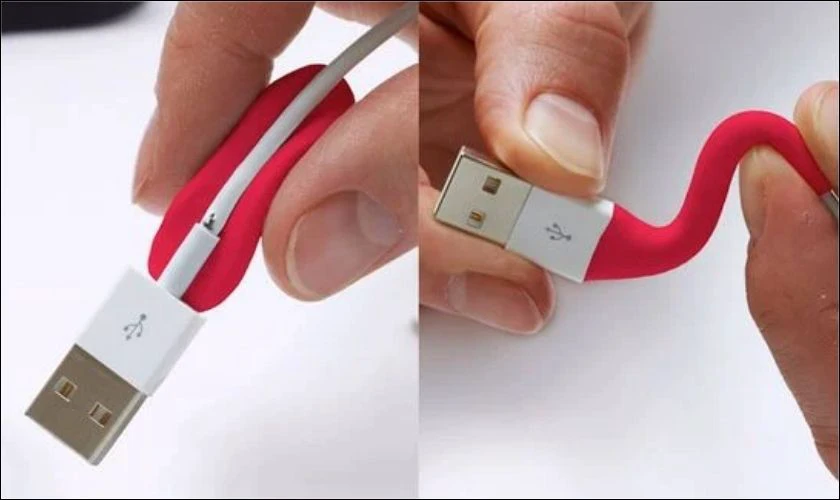 Bọc dây sạc điện thoại bằng đất sét Sugru