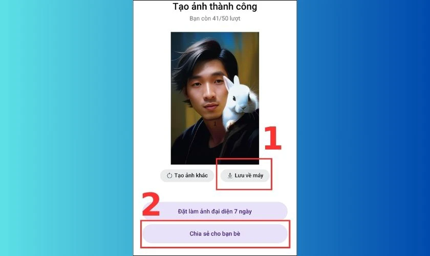 Có thể chia sẻ ảnh tạo bằng Zalo AI Avatar qua app khác không?