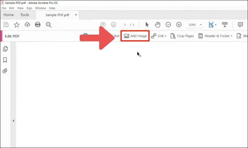 Chọn vào Add Image để tải ảnh cần chèn vào file PDF