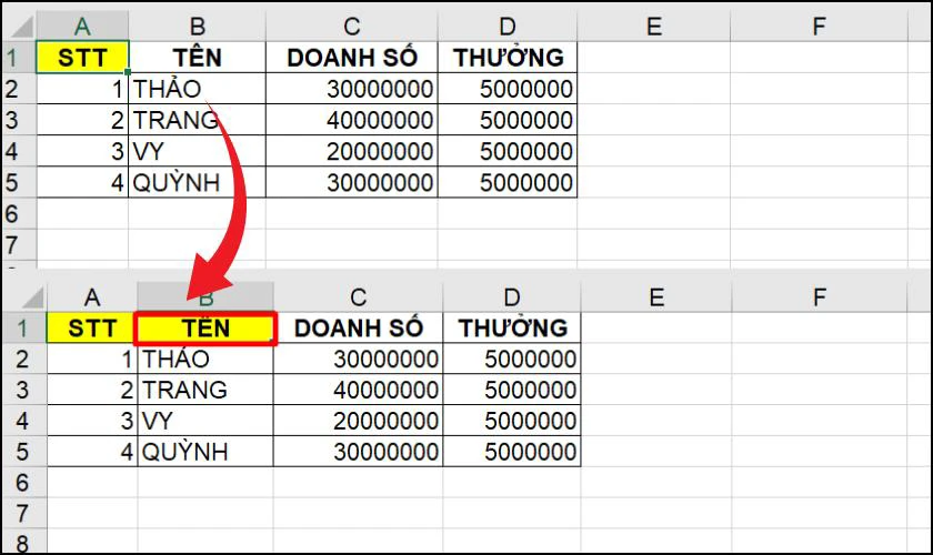 Phím tắt lặp lại thao tác trong Excel