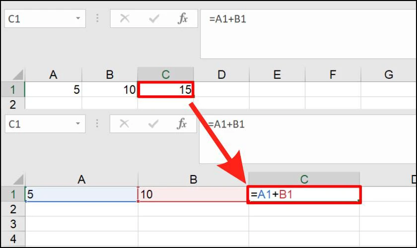 Phím tắt hiện công thức trong Excel