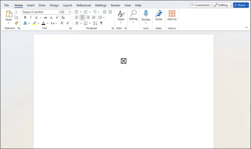 Phím tắt đánh dấu x vào ô vuông trong Word
