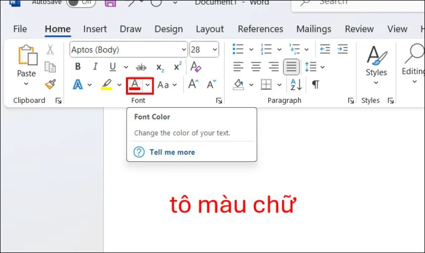 Phím tắt tô màu chữ trong Word