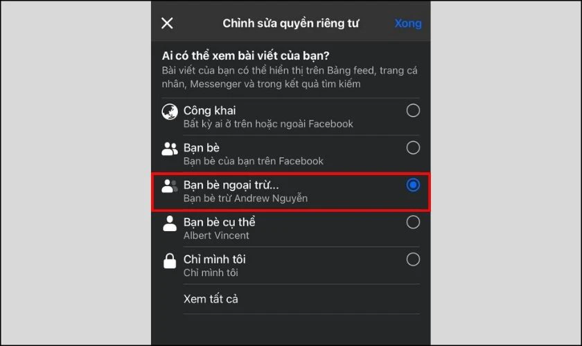 Cách ẩn bài đăng trên Facebook với 1 người