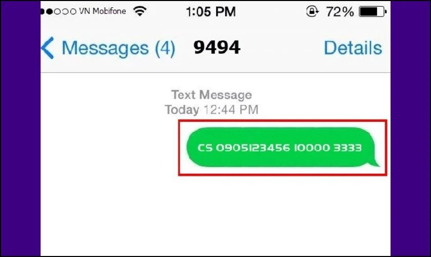 Bắn tiền Mobi bằng tin nhắn qua Fastshare 9494 khi đã có mật khẩu